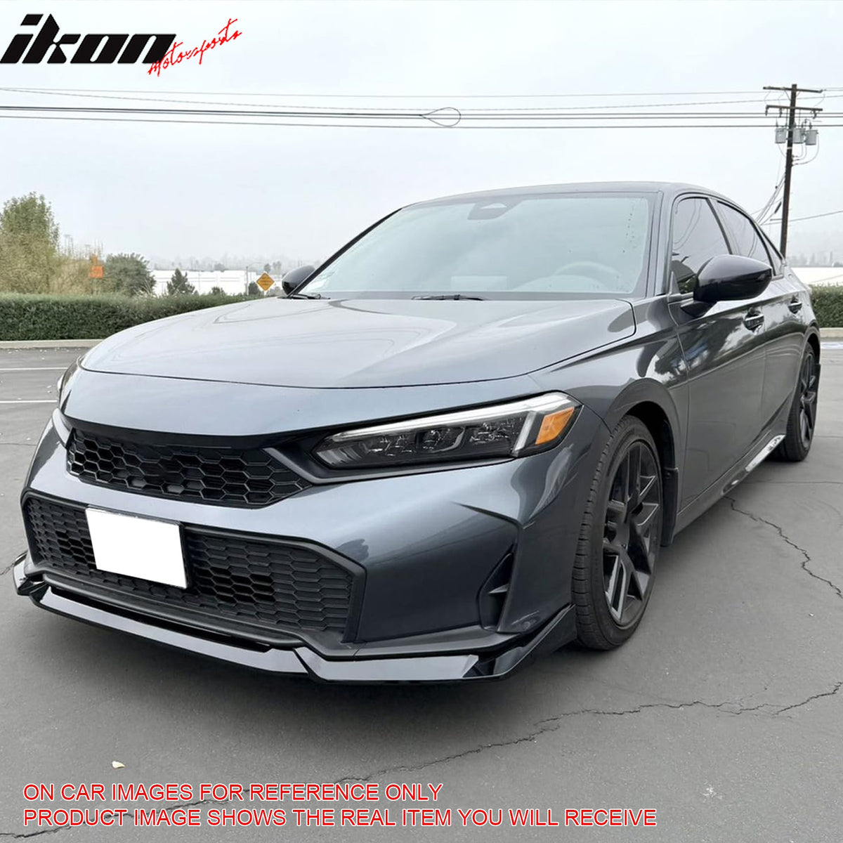 Fits 25-26 Honda Civic IKON Style Front Bumper Lip PP Carbon Fiber Print 3PCS