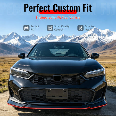 Fit 2025-2026 Honda Civic Front Bumper Lip IKON Style Gloss Black