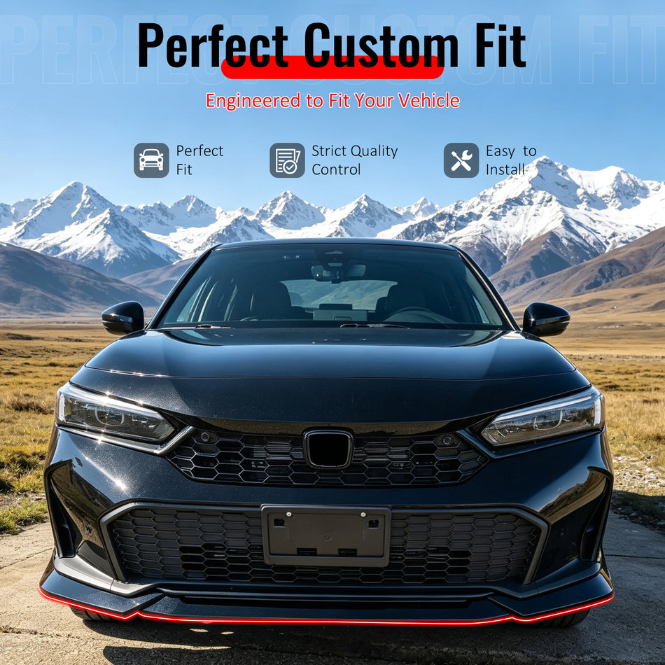 Fit 2025-2026 Honda Civic Front Bumper Lip IKON Style Gloss Black