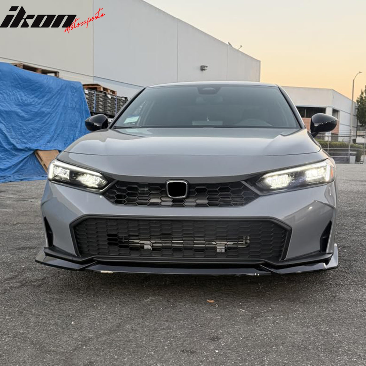 Fits 25-26 Honda Civic IKON Style Front Bumper Lip Spoiler PP Gloss Black 3PCS