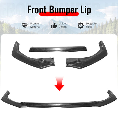 Fits 25-26 Honda Civic GT Style 3PCS Front Bumper Lip Lower Spoiler Unpainted PU