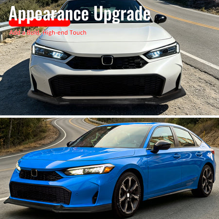 Fits 25-26 Honda Civic GT Style 3PCS Front Bumper Lip Lower Spoiler Unpainted PU