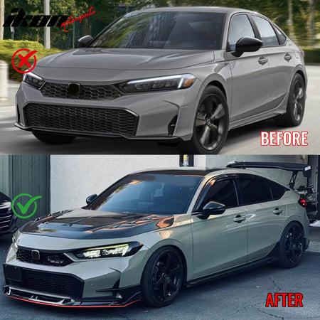 Fits 25-26 Honda Civic SWA Style Front Bumper Lip Spoiler Gloss Black ABS 5PCS