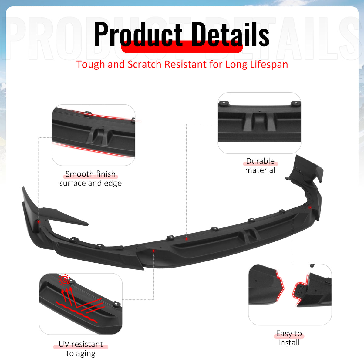 Fits 25-26 Honda Civic SWA Style Front Bumper Lip Spoiler Primer Black ABS 5PCS