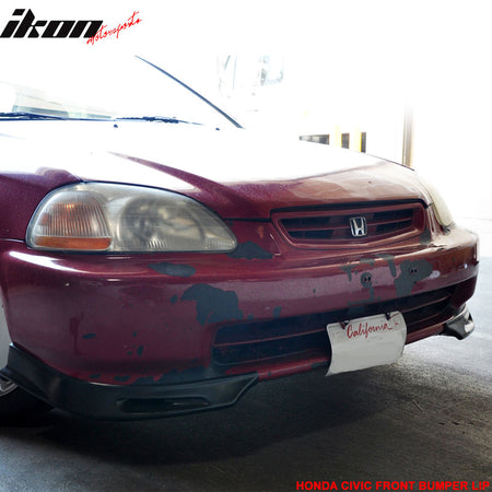 Front Bumper Lip Compatible With 1996-2000 HONDA CIVIC, JDM Style PU Front Lip Spoiler Splitter Air Dam Chin Diffuser Add On by IKON MOTORSPORTS, 1997 1998 1999