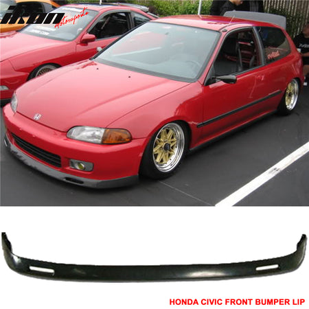 Fits 92-95 Honda Civic Hatchback BYS Style Front Bumper Lip PU + Roof Spoiler