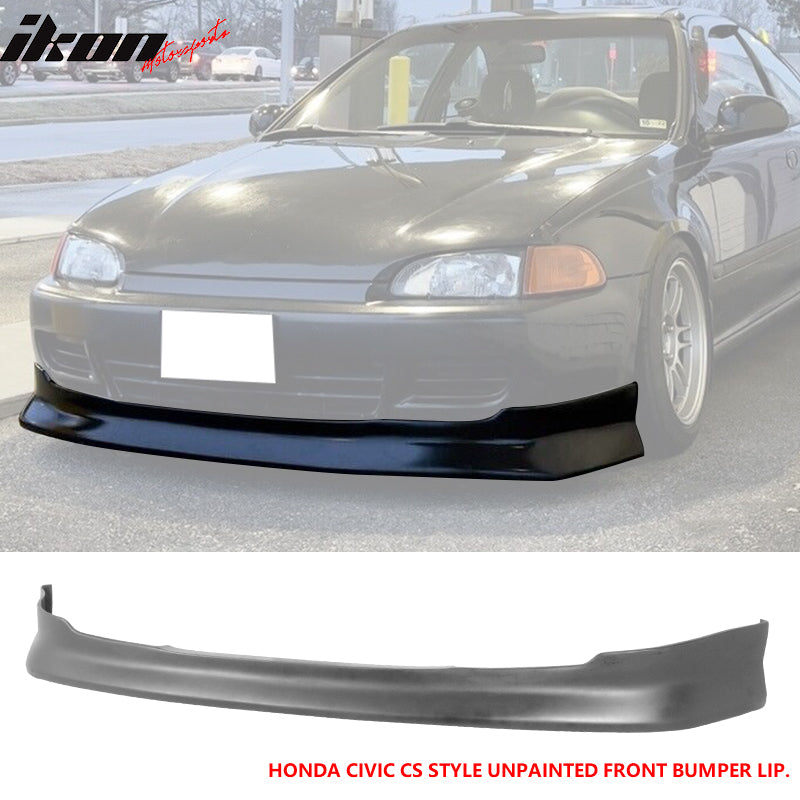 1992-1995 Honda Civic CS Type Front Unpainted Black Bumper Lip PU