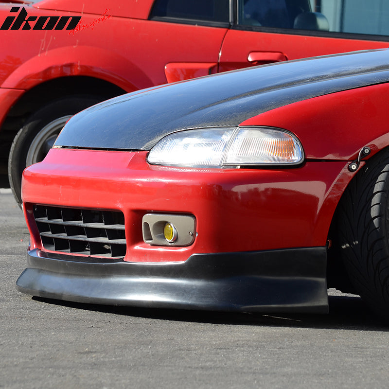 Front Bumper Lip Compatible With 1992-1995 Honda Civic, CS Style Black PU Front Lip Finisher Under Chin Spoiler Add On by IKON MOTORSPORTS, 1993 1994