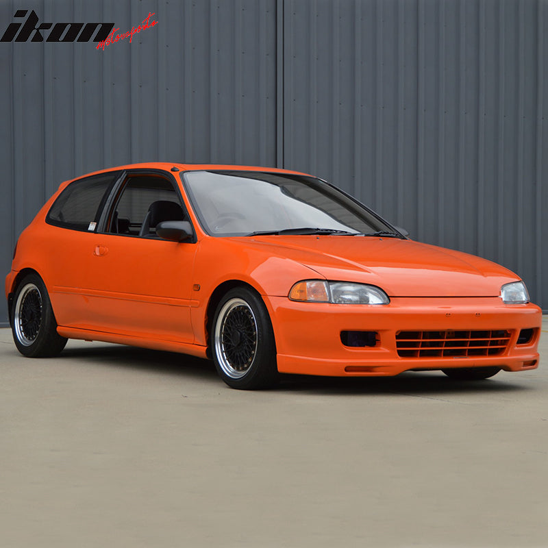 Front Bumper Lip Compatible With 1992-1995 Honda Civic 2Dr 3Dr, WW Style PU Black Front Lip Spoiler Splitter Air Dam Chin Diffuser Add On by IKON MOTORSPORTS, 1993 1994