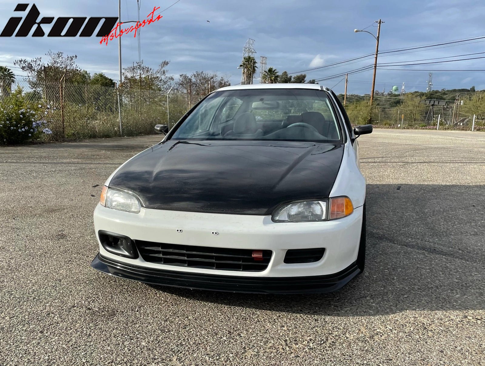 Front Bumper Lip Compatible With 1992-1995 Honda Civic, Black PU Front Lip Finisher Under Chin Spoiler Add On by IKON MOTORSPORTS, 1993 1994