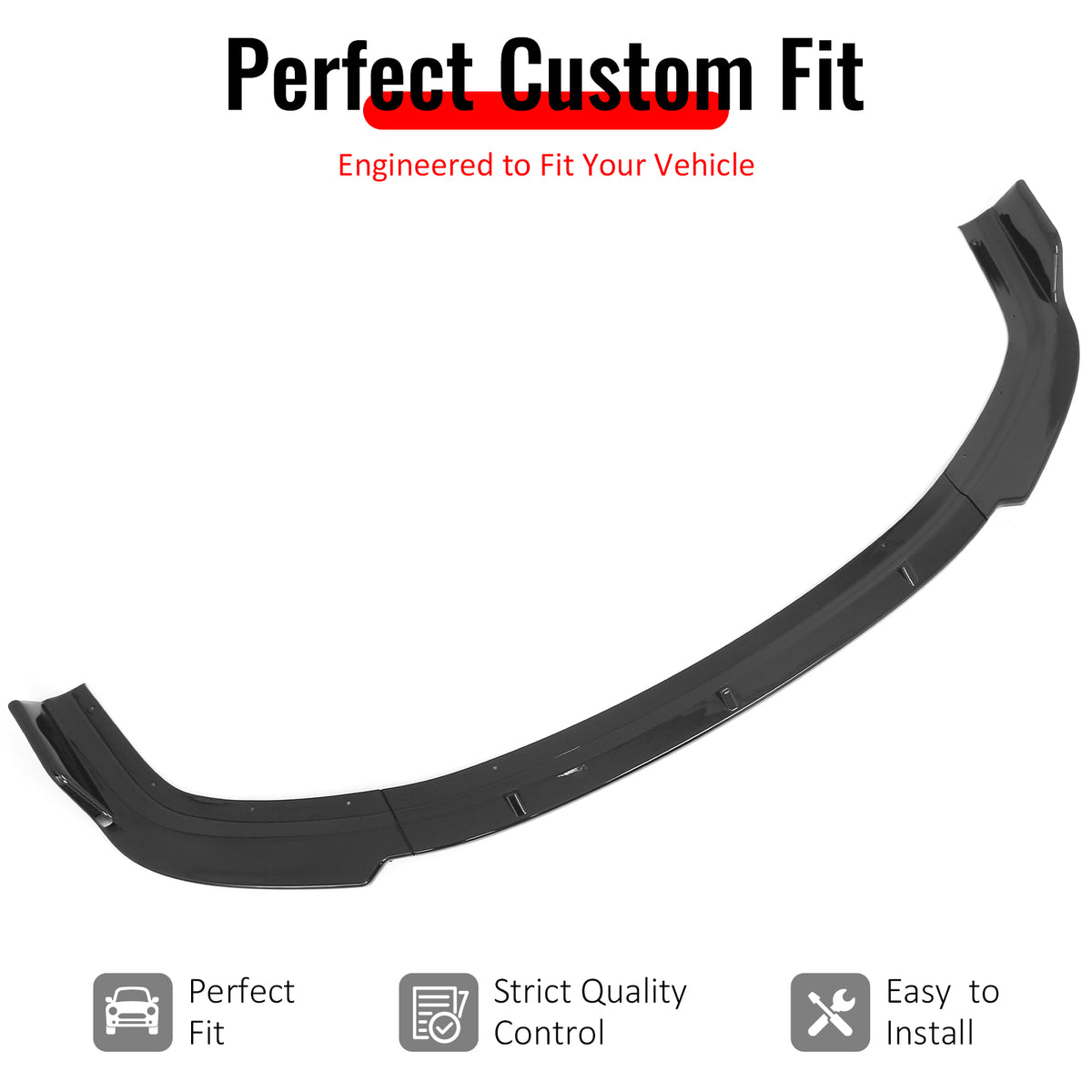IKON MOTORSPORTS Front Bumper Lip, Compatible with 1996-1998 Honda Civic, Gloss Black PP IKON Style Air Dam Chin Spoiler Protector Splitter 3PCS