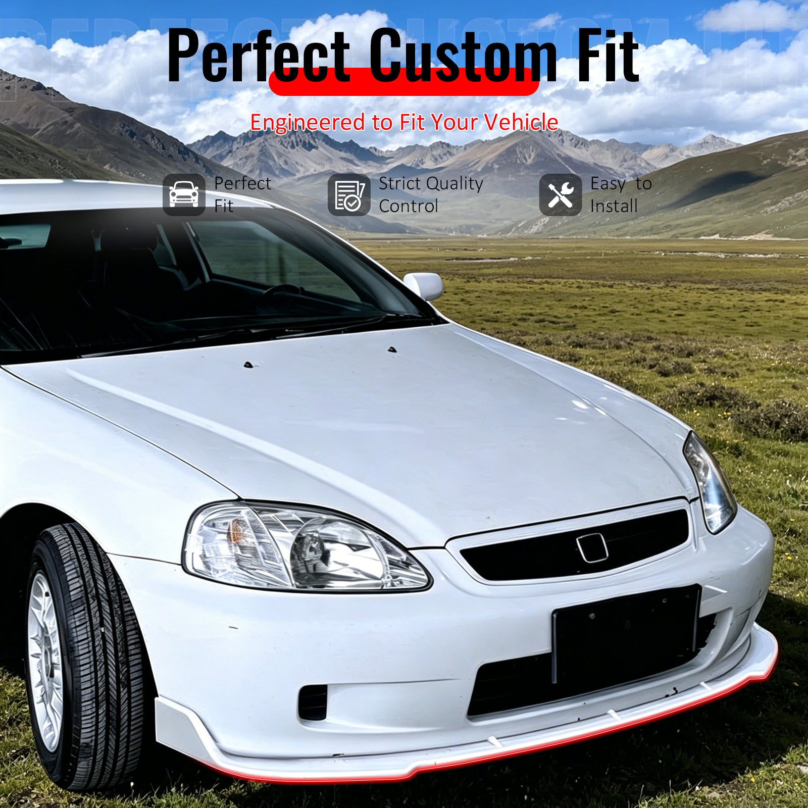 IKON MOTORSPORTS Front Bumper Lip, Compatible with 1996-1998 Honda Civic, Matte Black PP IKON Style Air Dam Chin Spoiler Protector Splitter 3PCS