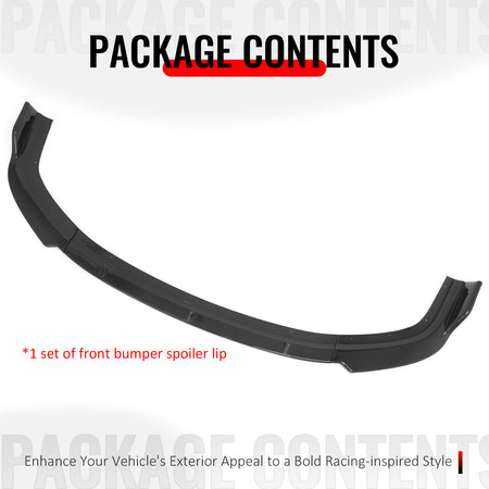 Fits 96-98 Honda Civic IKON Style Front Bumper Lip Spoiler Gloss Black PP 3PCS