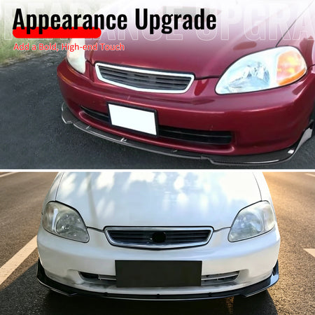 Fits 96-98 Honda Civic IKON Style Front Bumper Lip Spoiler Matte Black PP 3PCS