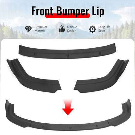 Fits 96-98 Honda Civic IKON Style Front Bumper Lip Spoiler Matte Black PP 3PCS