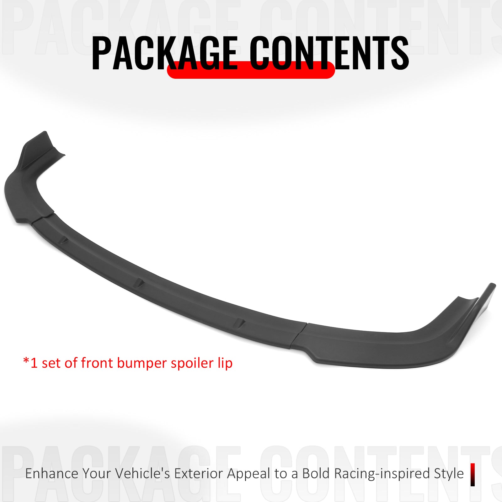 Fits 96-98 Honda Civic IKON Style Front Bumper Lip Spoiler Matte Black PP 3PCS
