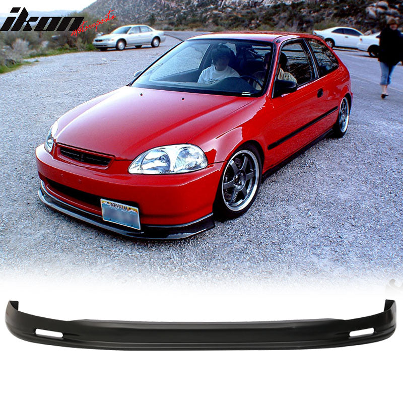 1996-1998 Honda Civic Mugen Style Unpainted Black Front Bumper Lip PP