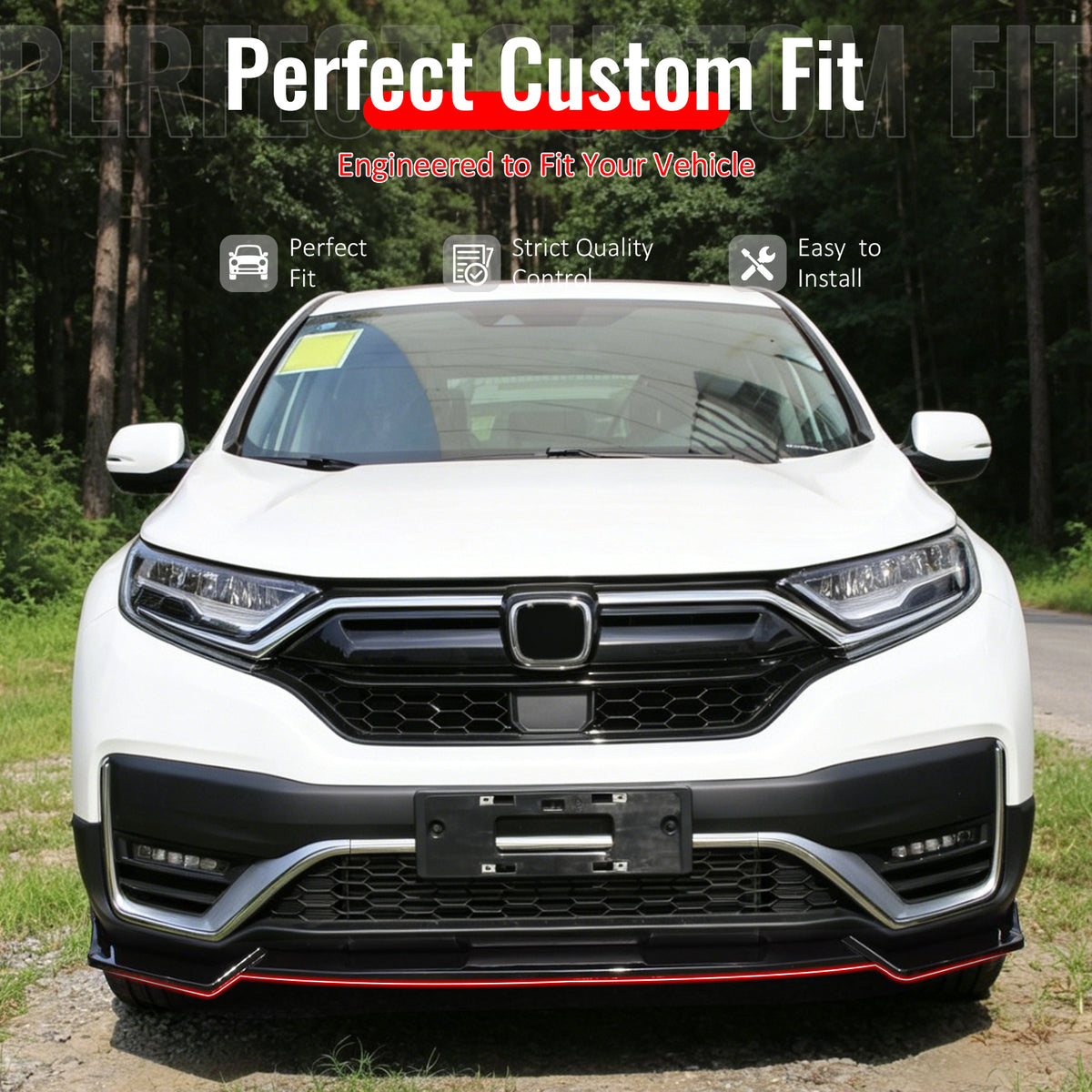 IKON MOTORSPORTS Front Bumper Lip, Compatible with 2020-2022 Honda CR-V All Models, IKON Style Gloss Black PP Polypropylene Add-on Air Dam Chin Spoiler Protector Splitter 3PCS