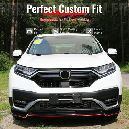 IKON MOTORSPORTS Front Bumper Lip, Compatible with 2020-2022 Honda CR-V All Models, IKON Style Gloss Black PP Polypropylene Add-on Air Dam Chin Spoiler Protector Splitter 3PCS