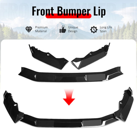 Fits 20-22 Honda CR-V IKON Style Front Bumper Lip Chin Spoiler Gloss Black 3PCS