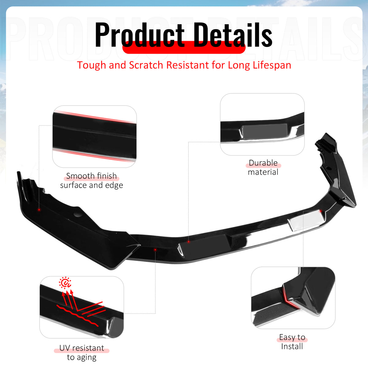 Fits 20-22 Honda CR-V IKON Style Front Bumper Lip Chin Spoiler Gloss Black 3PCS