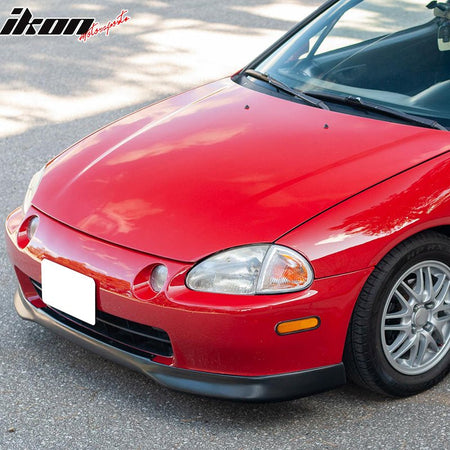 IKON MOTORSPORTS, Front Bumper Lip Compatible With 1993-1997 Honda Del Sol, Type-R Style Spoiler Splitter Valance Fascia Cover Guard Protection Conversion