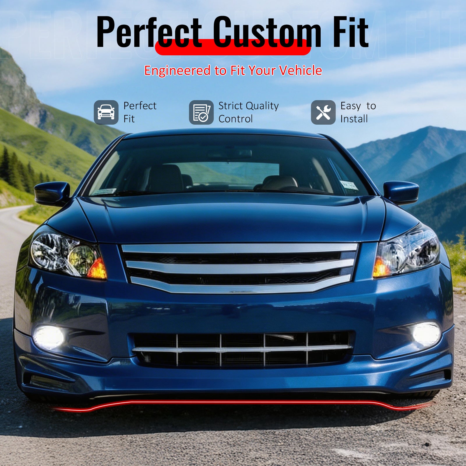 Fits 08-10 Honda Accord Sedan Mugen Style Front Bumper Lip Spoiler PU Unpainted