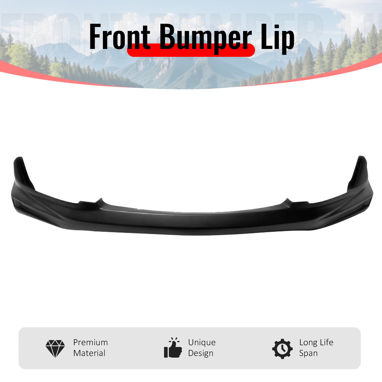 Fits 08-10 Honda Accord Sedan Mugen Style Front Bumper Lip Spoiler PU Unpainted