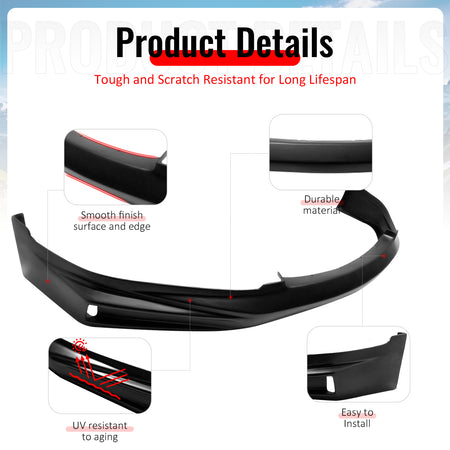 Fits 08-10 Honda Accord Sedan Mugen Style Front Bumper Lip Spoiler PU Unpainted
