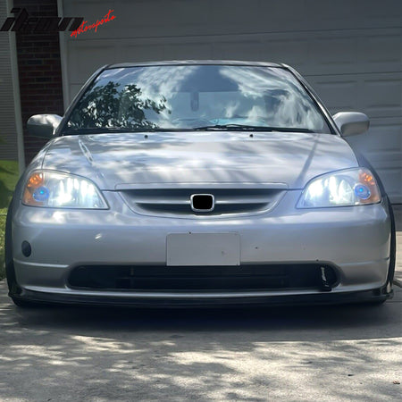 Fits 01-03 Honda Civic MDA Style Front Bumper Lip Spoiler Kit Unpainted Black PU