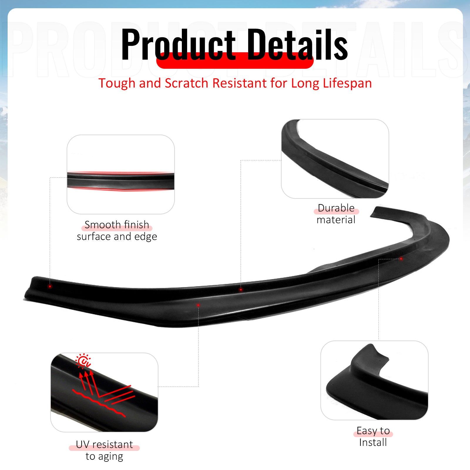 Fits 09-11 Honda Civic Sedan 4Dr MDA Style Front Bumper Lip Spoiler PU Unpainted