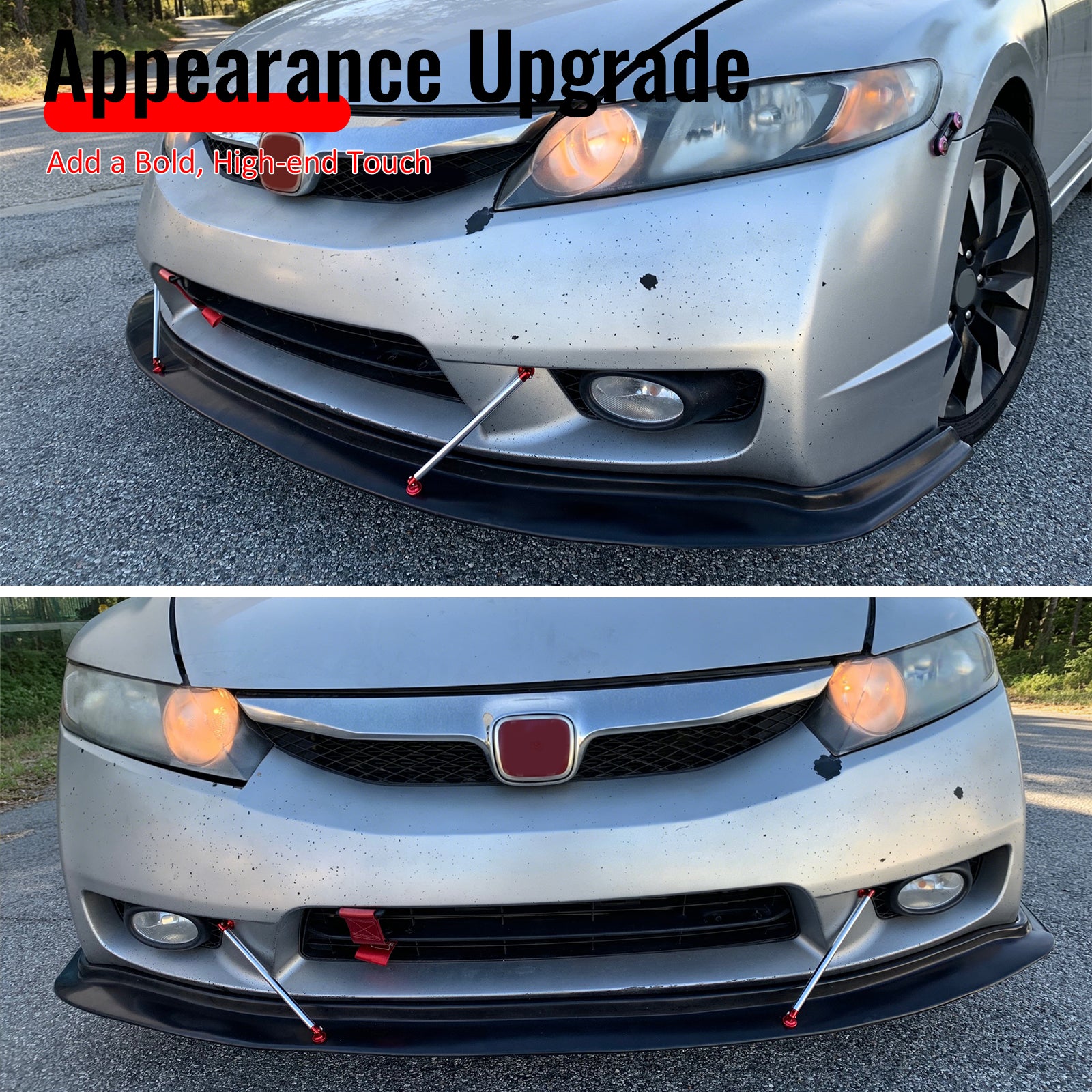Fits 09-11 Honda Civic Sedan 4Dr MDA Style Front Bumper Lip Spoiler PU Unpainted