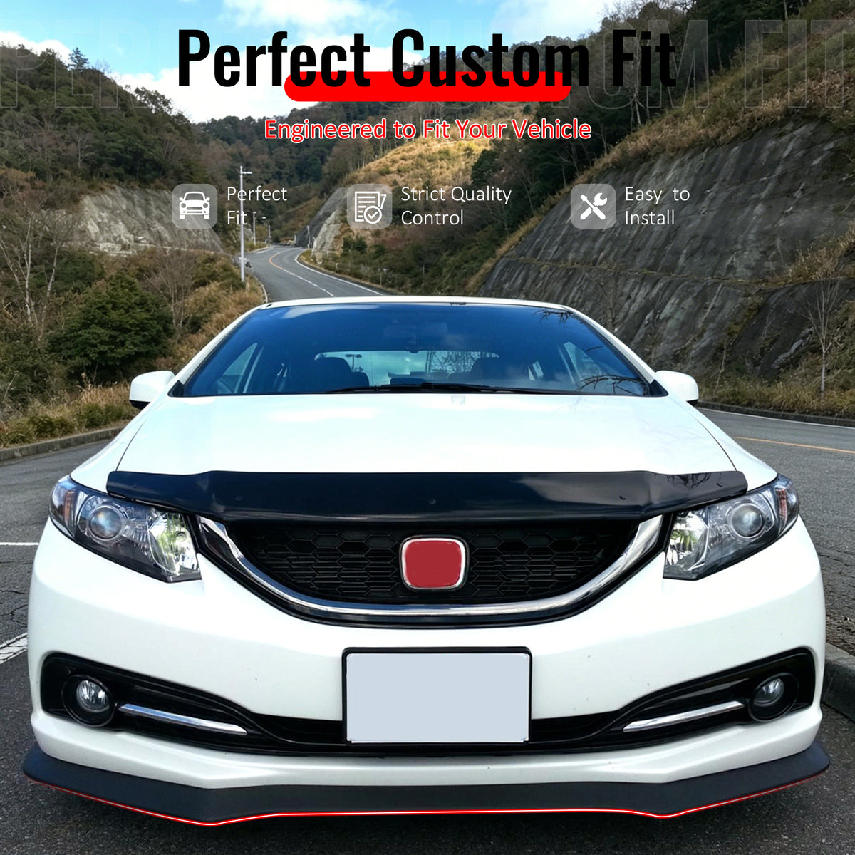 Fits 13-15 Honda Civic Sedan A-Spec Style Front Bumper Lip Spoiler PU Unpainted