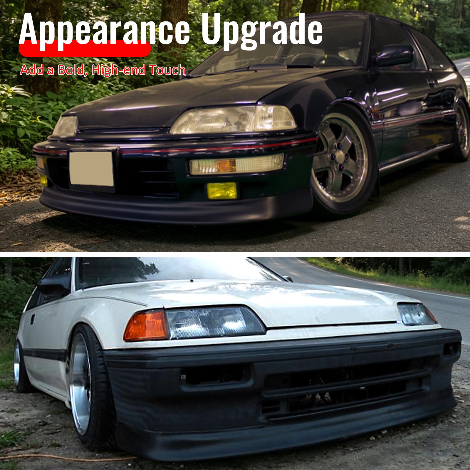 Fits 88-91 Honda Civic CS Style Front Bumper Lip Spoiler Splitter PU Unpainted