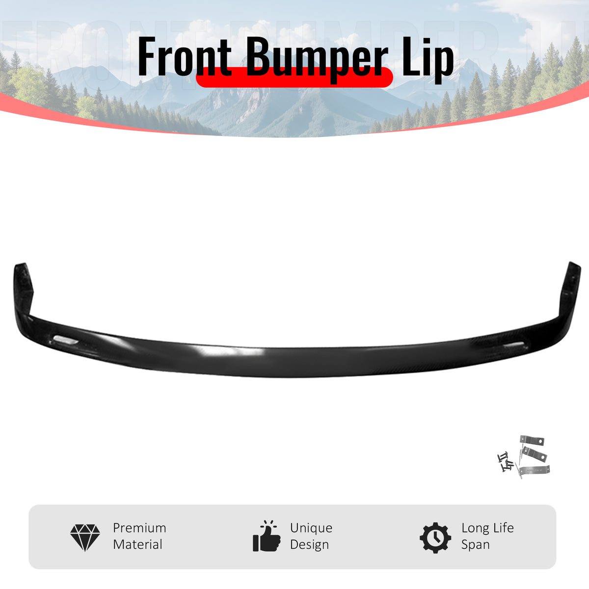 Fits 92-95 Honda Civic 2-Door BYS Style Front Bumper Lip Spoiler PU Unpainted