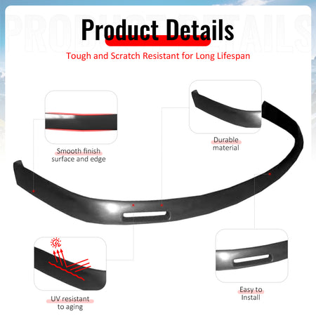Fits 92-95 Honda Civic 2-Door BYS Style Front Bumper Lip Spoiler PU Unpainted