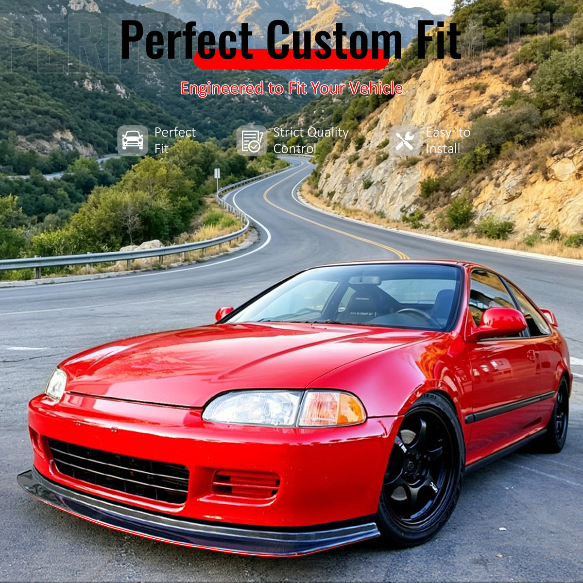 Fits 92-95 Honda Civic 2Dr DP Style Front Bumper Lip Spoiler Chin PU Unpainted