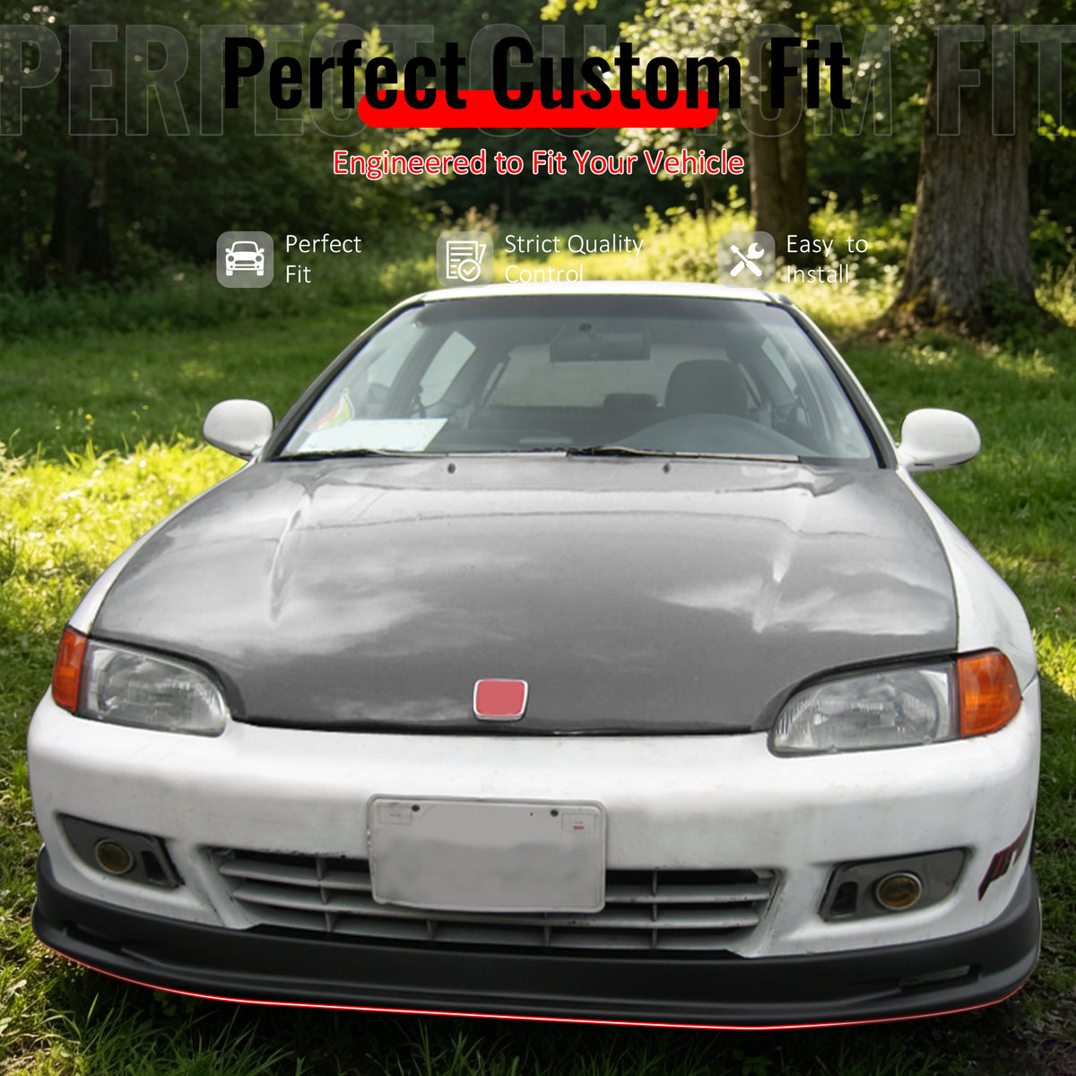 Fits 92-95 Honda Civic 2-Door Mugen Style Front Bumper Lip Spoiler PU Unpainted