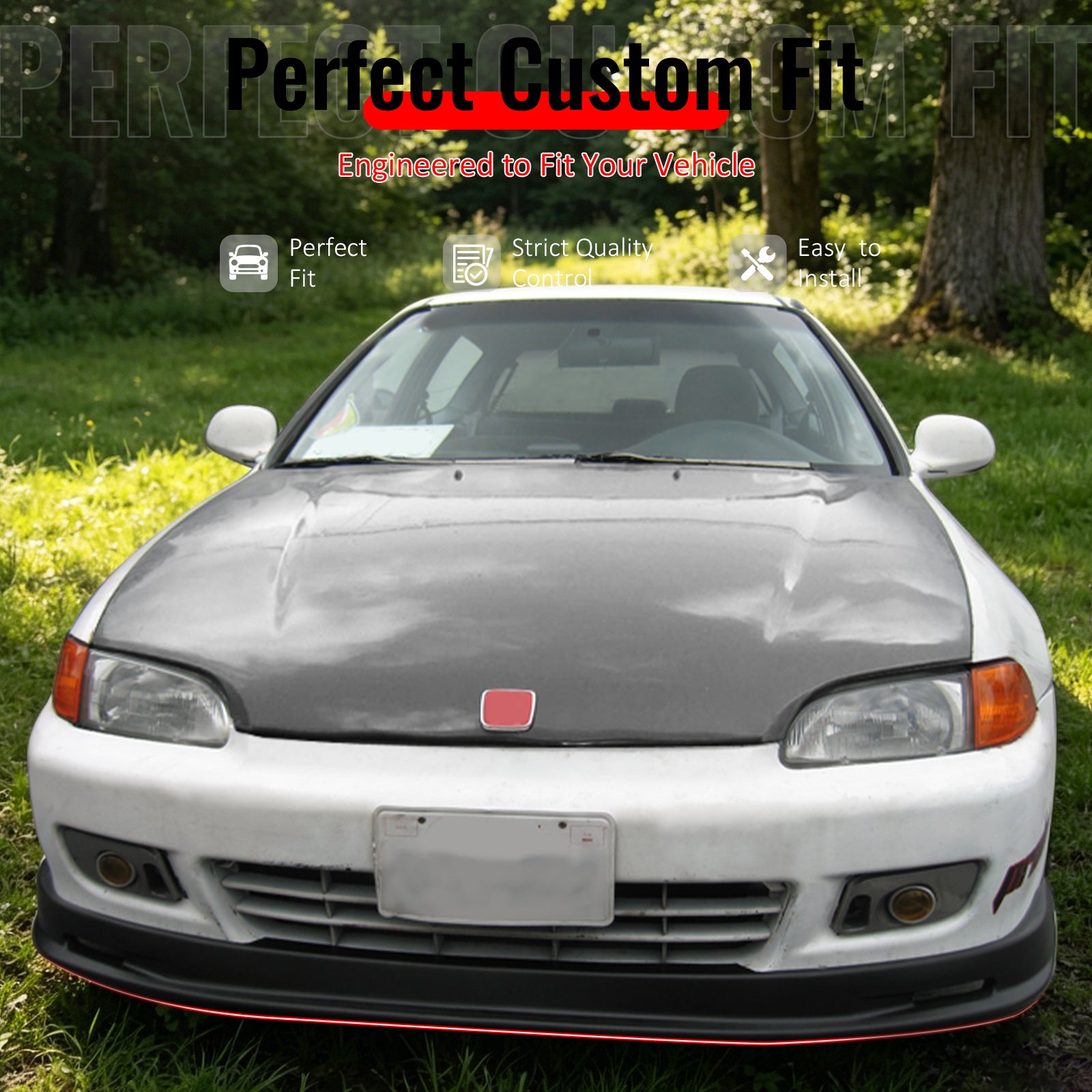 Fits 92-95 Honda Civic 2-Door Mugen Style Front Bumper Lip Spoiler PU Unpainted