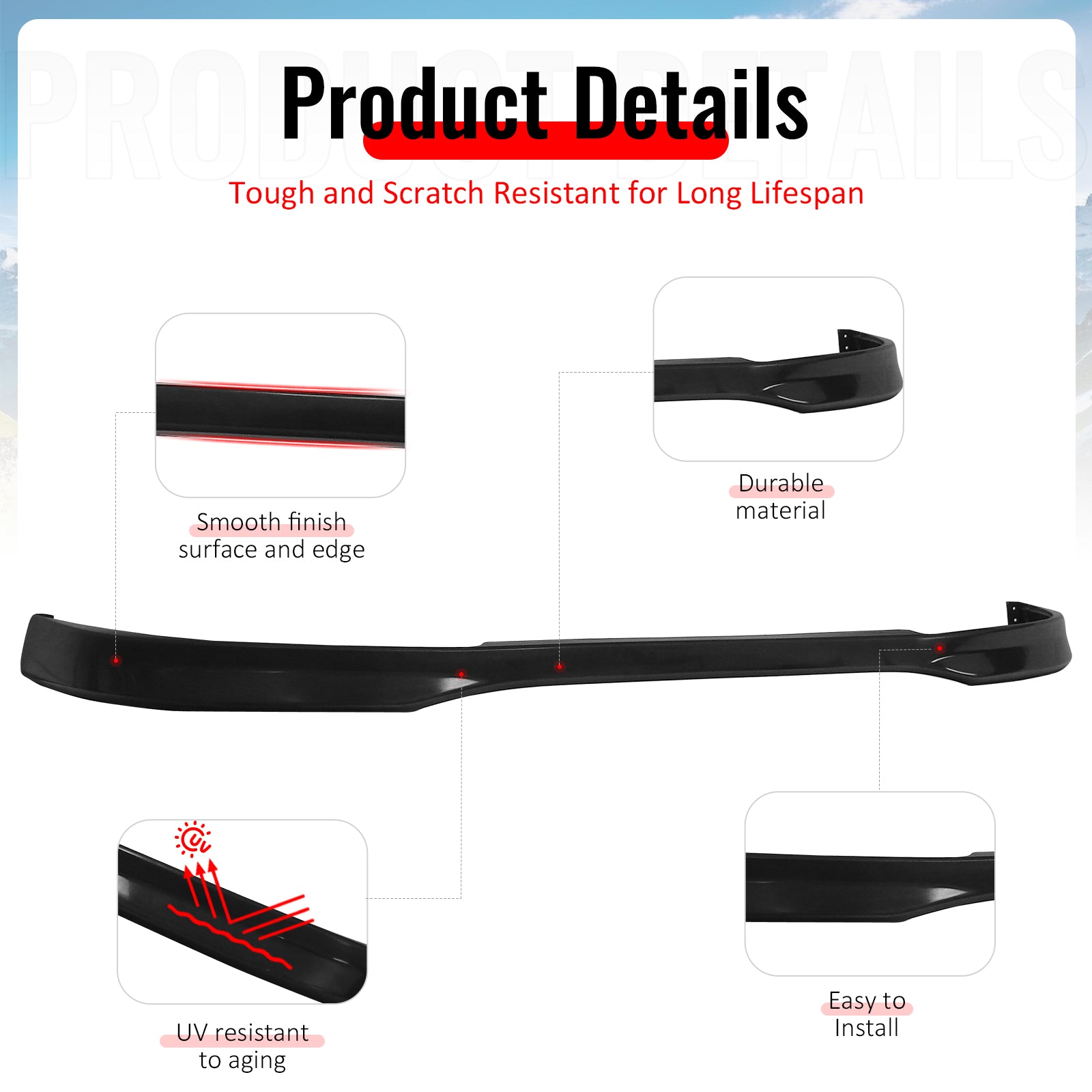 Fits 92-95 Honda Civic 2Dr Type R TR Style Front Bumper Lip Spoiler PU Unpainted