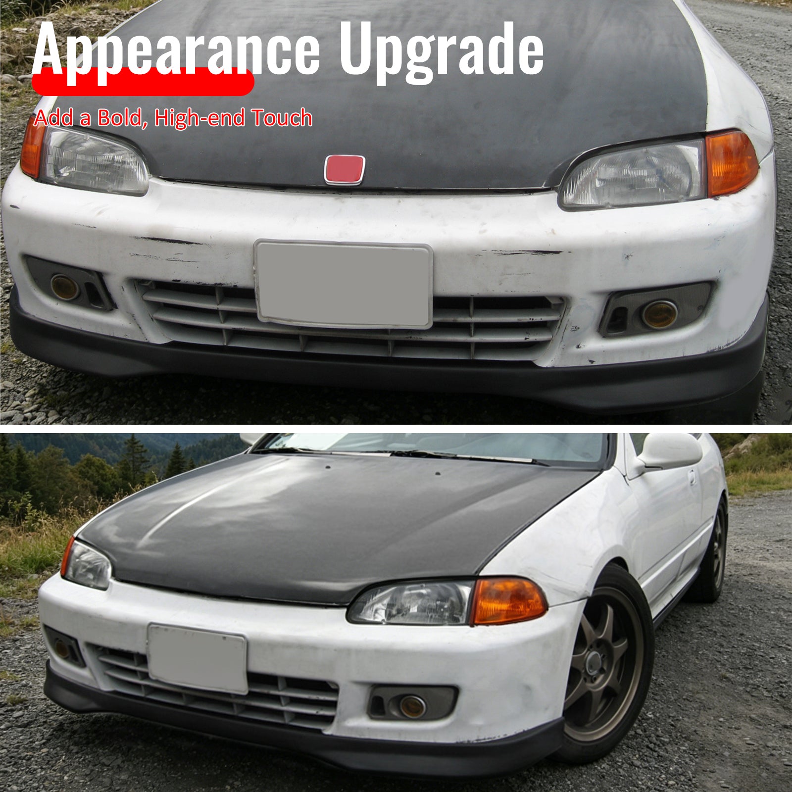 Fits 92-95 Honda Civic 2Dr Type R TR Style Front Bumper Lip Spoiler PU Unpainted