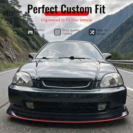 Fit 1996-1998 Honda Civic Front Bumper Lip DP Style Unpainted Black