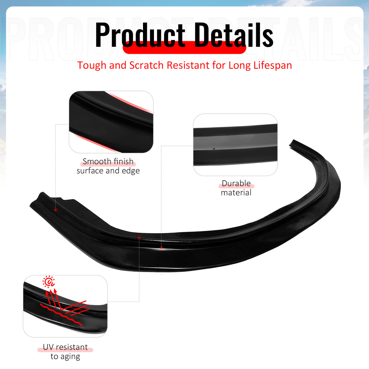 Fits 96-98 Honda Civic DP Style Front Bumper Lip Spoiler Kit Unpainted Black PU