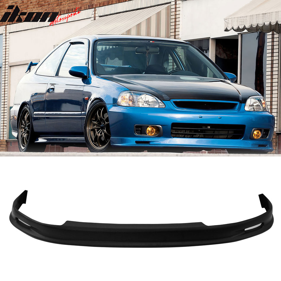 1999-2000 Honda Civic Front Lower Bumper Lip Air Dam Chin Spoiler Splitter Mugen Style RTS Rough Textured Surface PU Polyurethane
