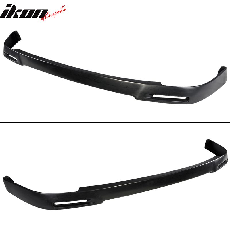 IKON MOTORSPORTS, Front Bumper Lip Compatible With 1992-1996 Honda Prelude, P1 Racing Style Unpainted Black PU Polyurethane Front Lip Spoiler Wing, 1993 1994 1995