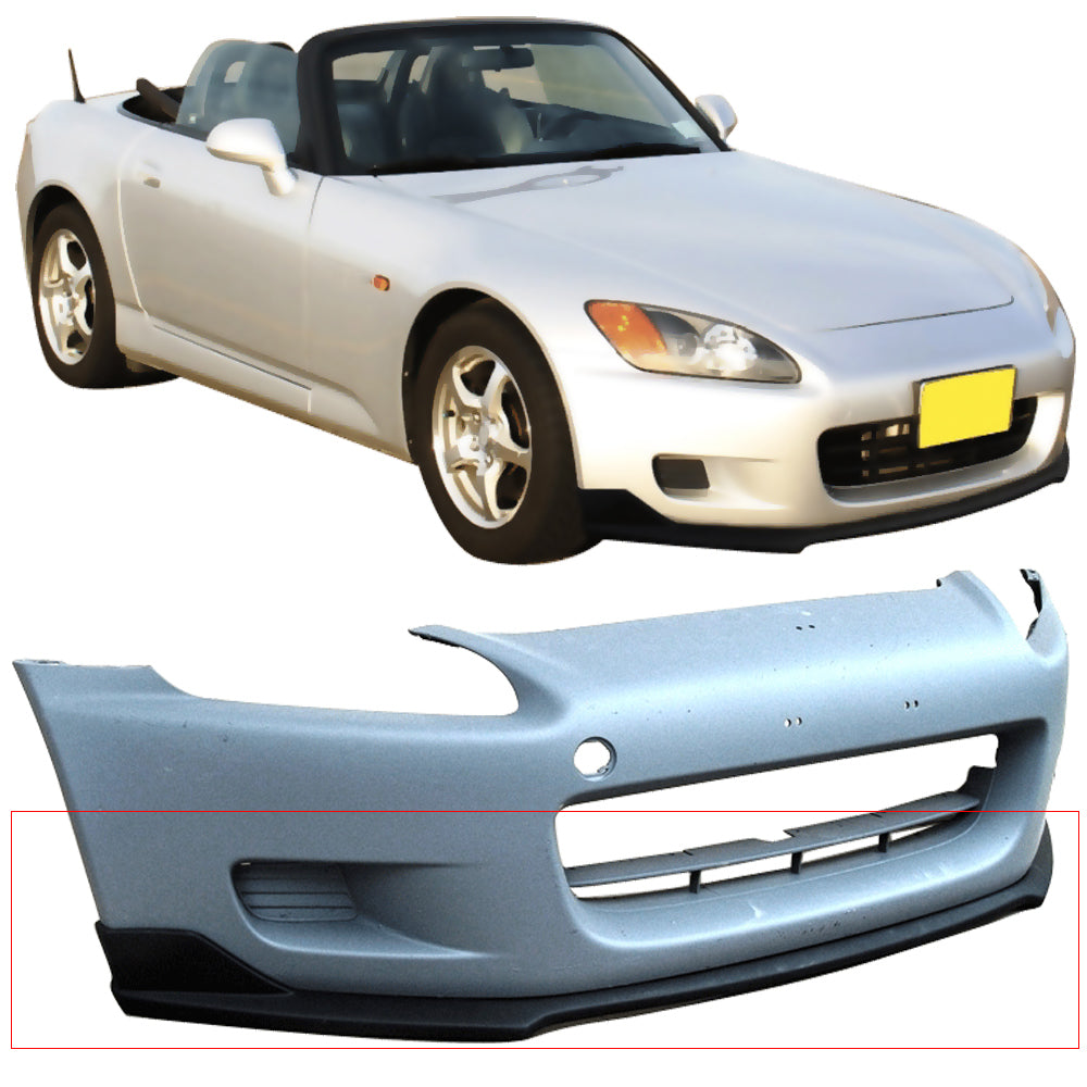 Front Bumper Lip Compatible With 2000-2003 Honda S2000, CS Style Black PU Front Lip Finisher Under Chin Spoiler Add On by IKON MOTORSPORTS, 2001 2002