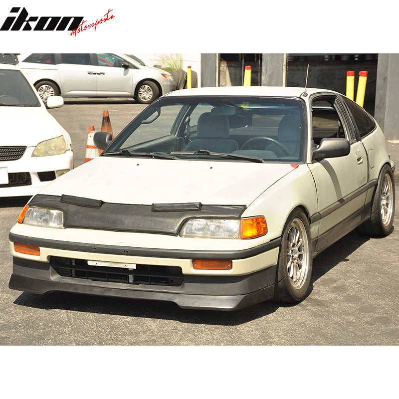 Front Bumper Lip Compatible With 1988-1991 Honda CRX, PU Black Ikon Style Front Lip Finisher Under Chin Spoiler Add On by IKON MOTORSPORTS