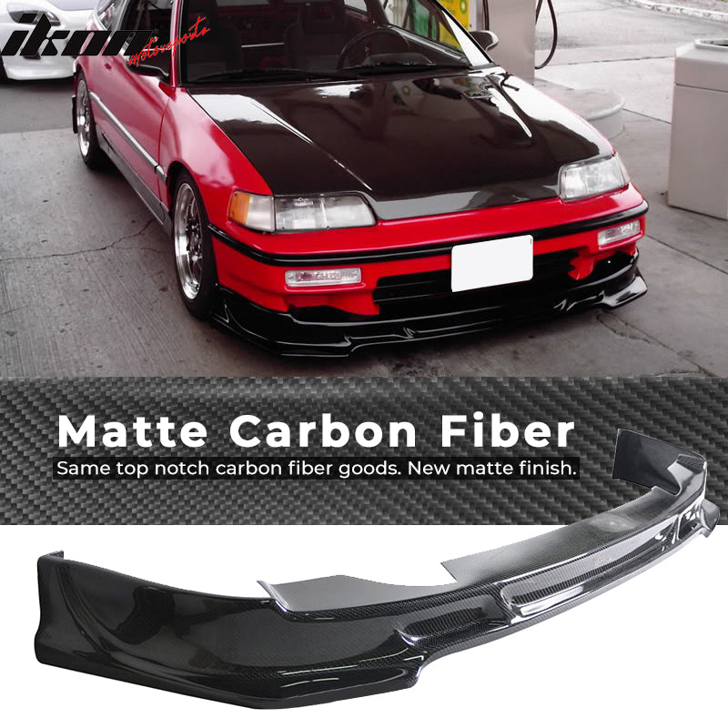 1988-1990 Honda CRX Type S Matte Carbon Fiber Front Bumper Lip Spoiler