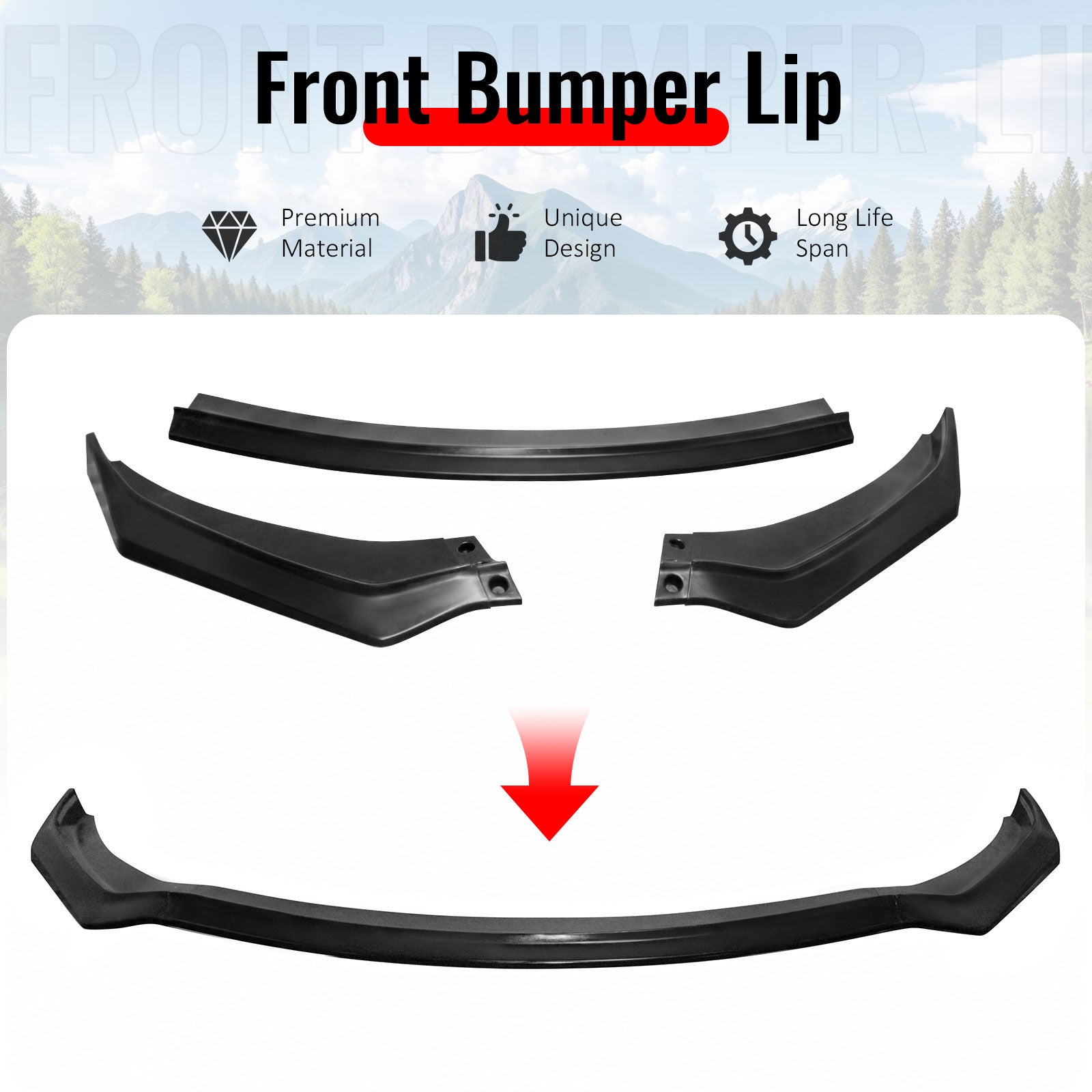 Fits 19-20 Hyundai Elantra Sedan IKON PU Front Bumper Lip Chin Spoiler Unpainted