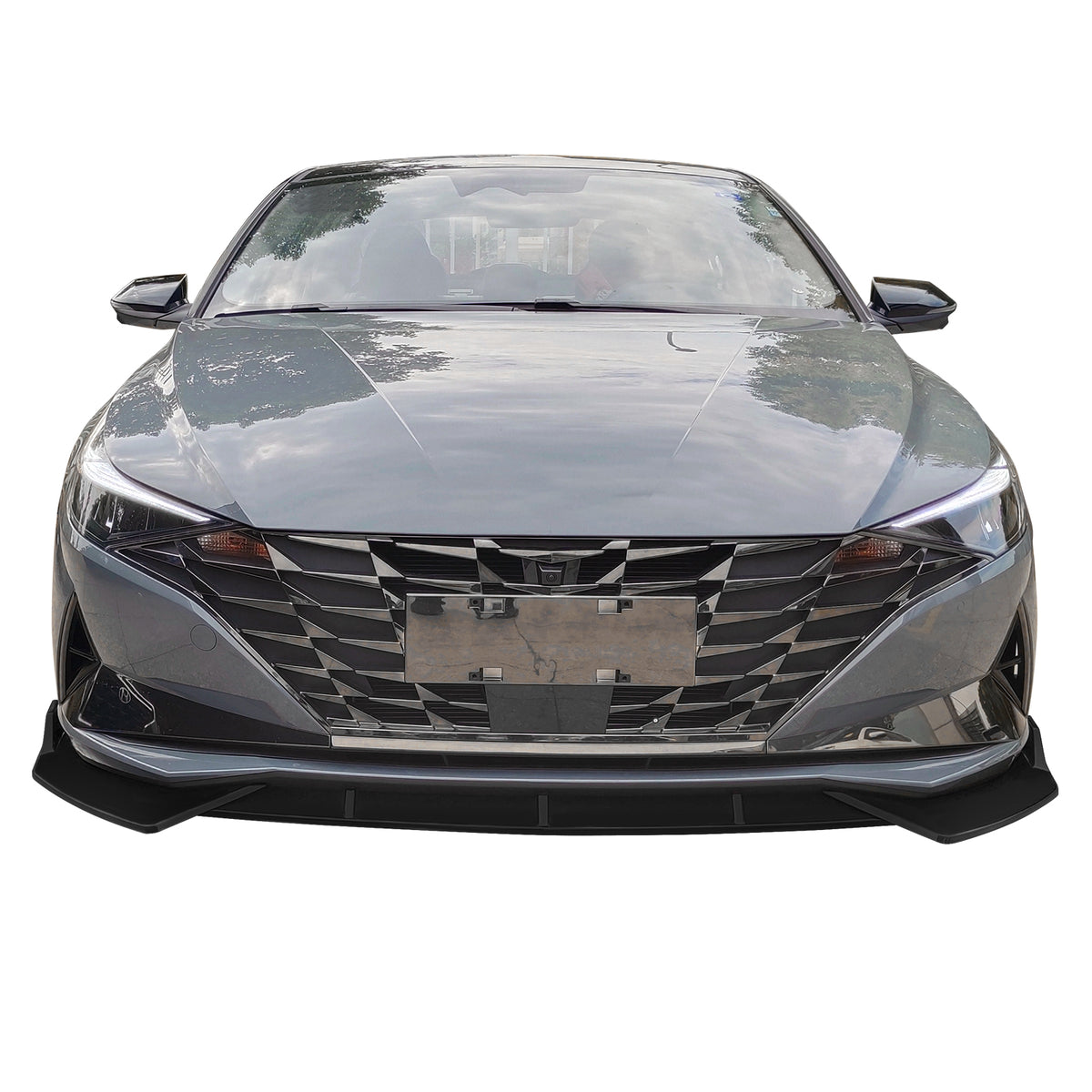 IKON MOTORSPORTS, Front Bumper Lip Compatible With 2021-2023 Hyundai Elantra 4-Door Sedan, PP Polypropylene 3PC Chin Spoiler Body Kit Splitter